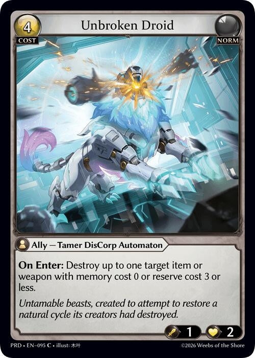 Image for Unbroken Droid (Interference Curio Foil) (095) (.asphodel/paradise) (PRD) - Grand Archive TCG