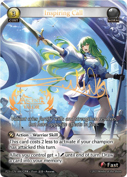 Image for Inspiring Call (Ascent Valor) (006) (Promotional Cards) (P) - Grand Archive TCG