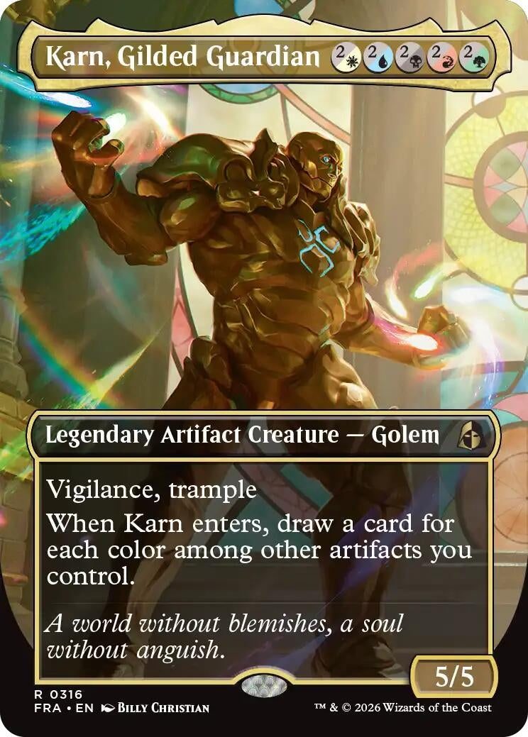 Image for Karn, Gilded Guardian (Borderless) (316) (Reality Fracture) (FRA) - Magic: The Gathering