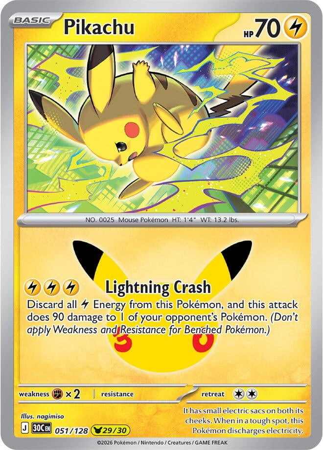 Pikachu (051/128) (ME: 30th Celebration) - PokeBox USA