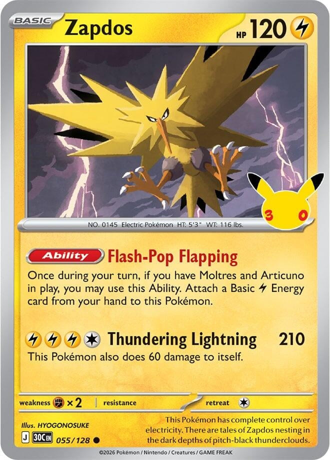 Zapdos (055/128) (ME: 30th Celebration)