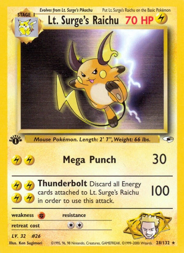 Image for Lt. Surge's Raichu (028/132) (Gym Heroes) (G1) - Pokemon