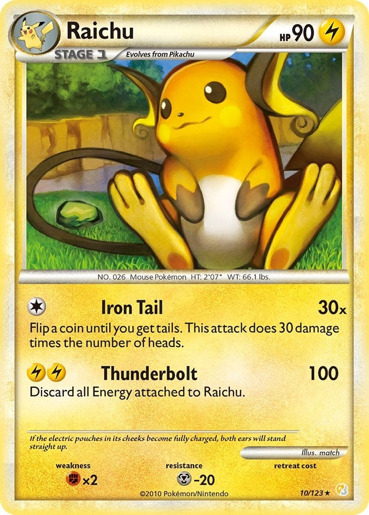 Image for Raichu (10/123) (HeartGold SoulSilver) (HS) - Pokemon