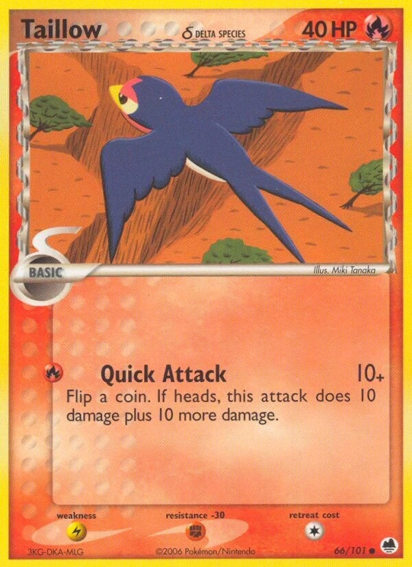 Image for Taillow (Delta Species) (66/101) (EX Dragon Frontiers) (DF) - Pokemon