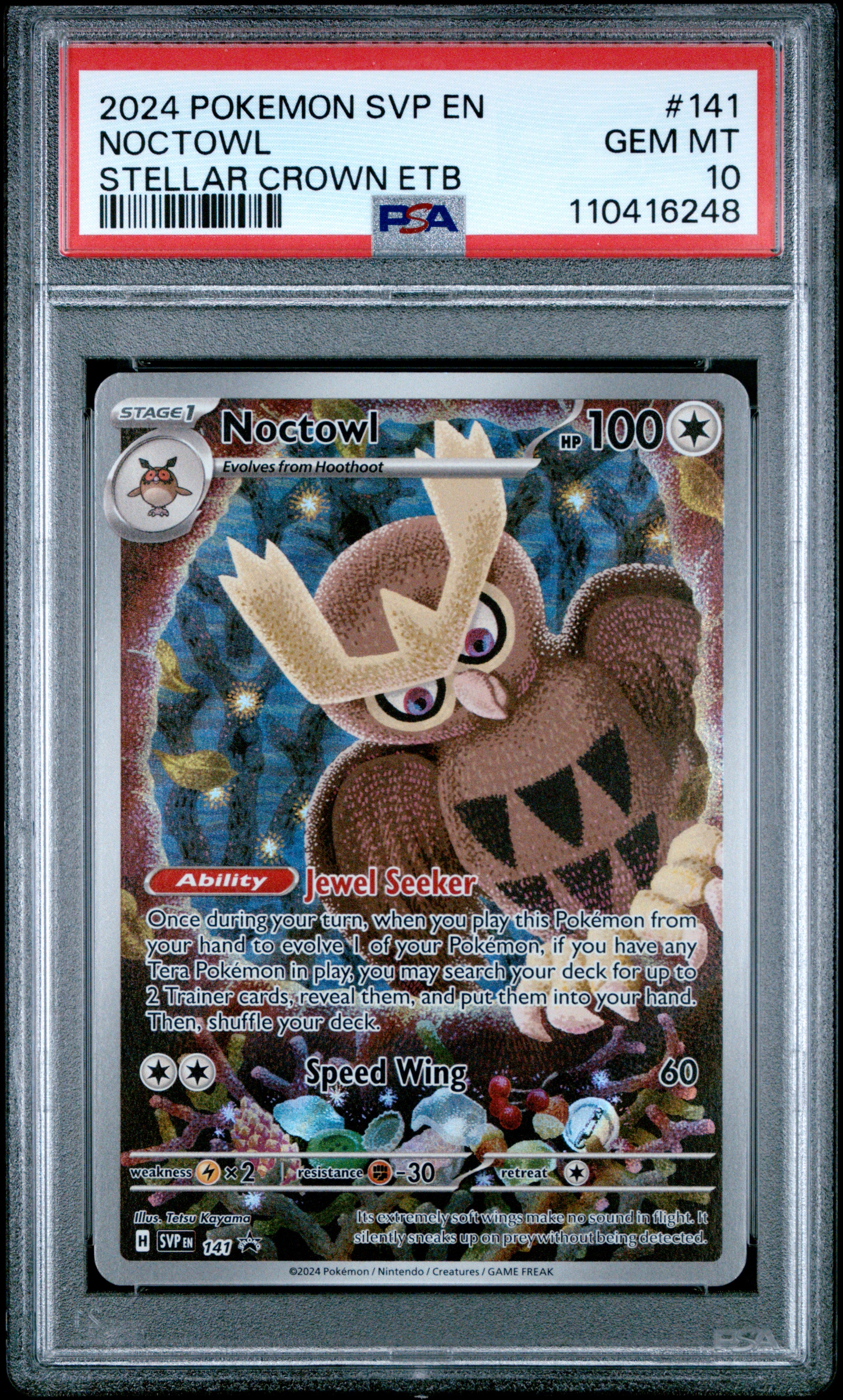 NOCTOWL STELLAR CROWN ETB 2024 POKEMON SVP EN-SV BLACK STAR PROMO PSA GEM MT 10