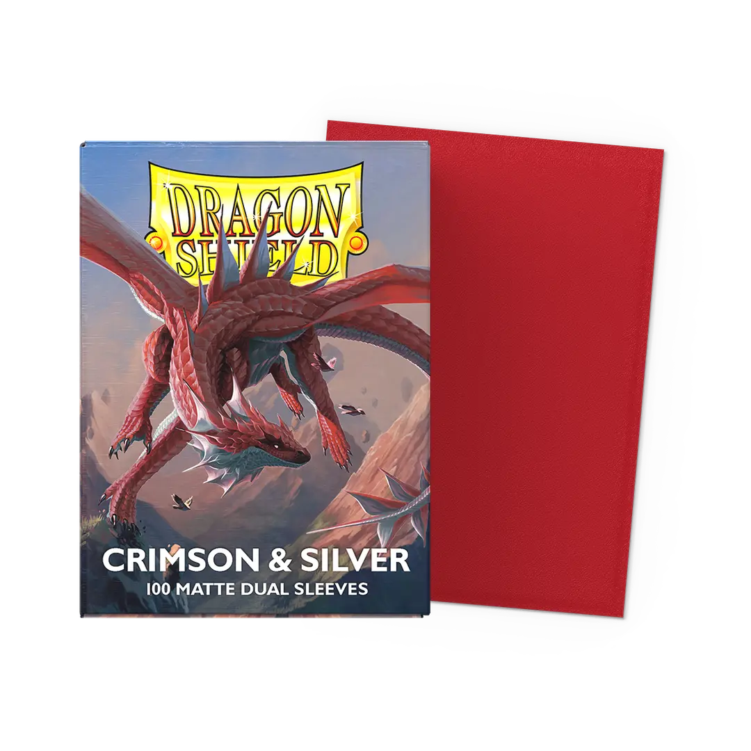 Dragon Shield - Standard 'Crimson & Silver' DUAL Matte Sleeves 100 pack - PokeBox USA