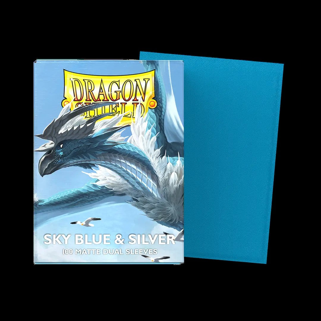 Dragon Shield - Standard 'Sky Blue & Silver' DUAL Matte Sleeves 100 pack - PokeBox USA