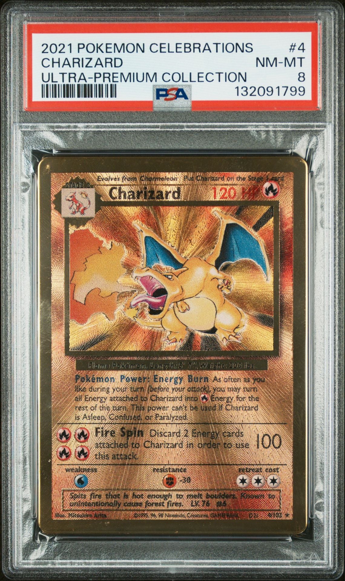 CHARIZARD ULTRA-PREMIUM COLLECTION 2021 POKEMON CELEBRATIONS ULTRA-PREMIUM COLLECTION PSA NM-MT 8