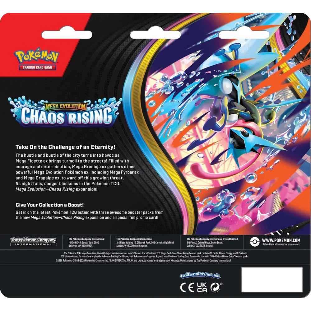 POKÉMON TCG: Mega Evolution ME04 - Chaos Rising 3-Booster Blister - PokeBox USA