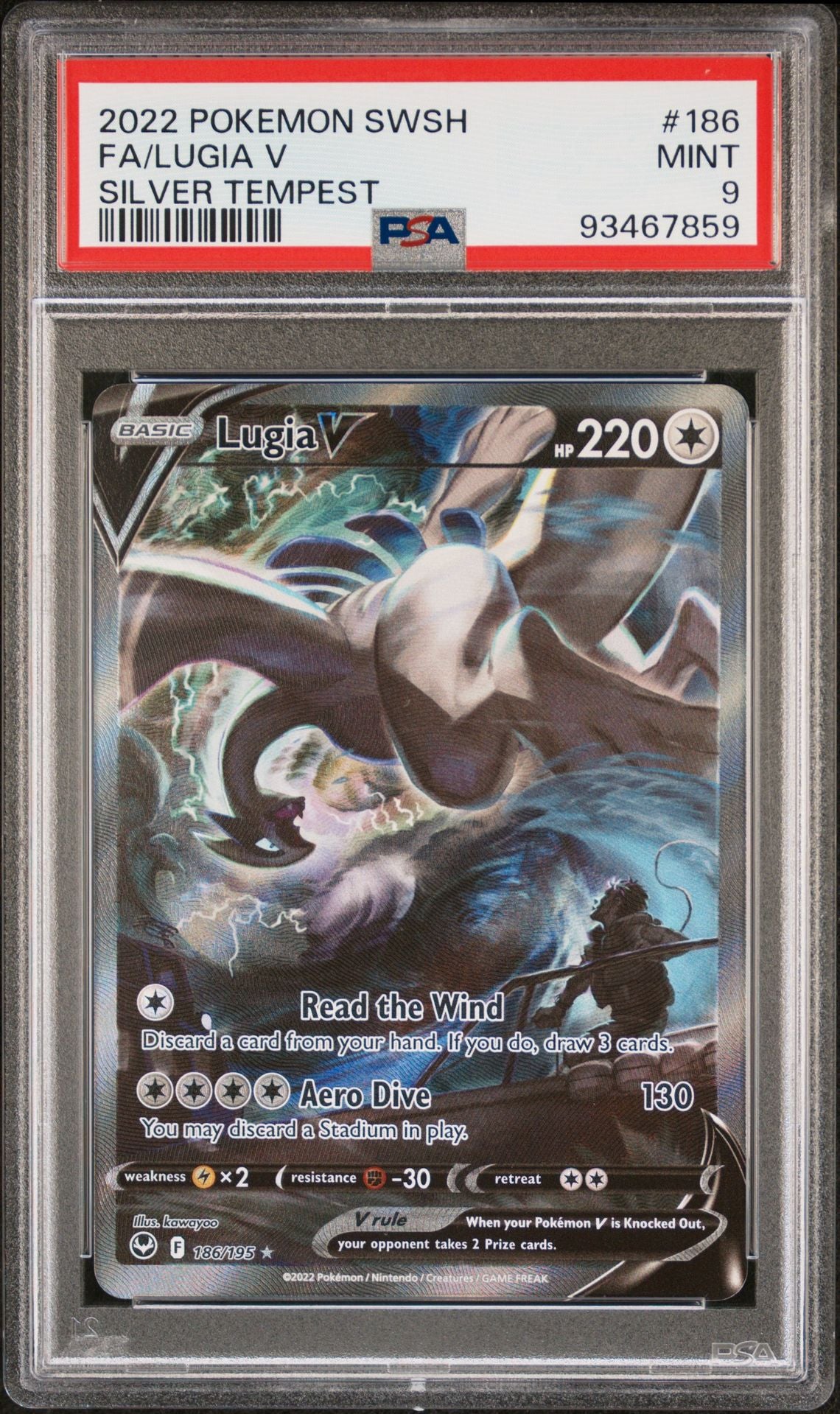 FA/LUGIA V SILVER TEMPEST 2022 POKEMON SWORD & SHIELD SILVER TEMPEST PSA MINT 9