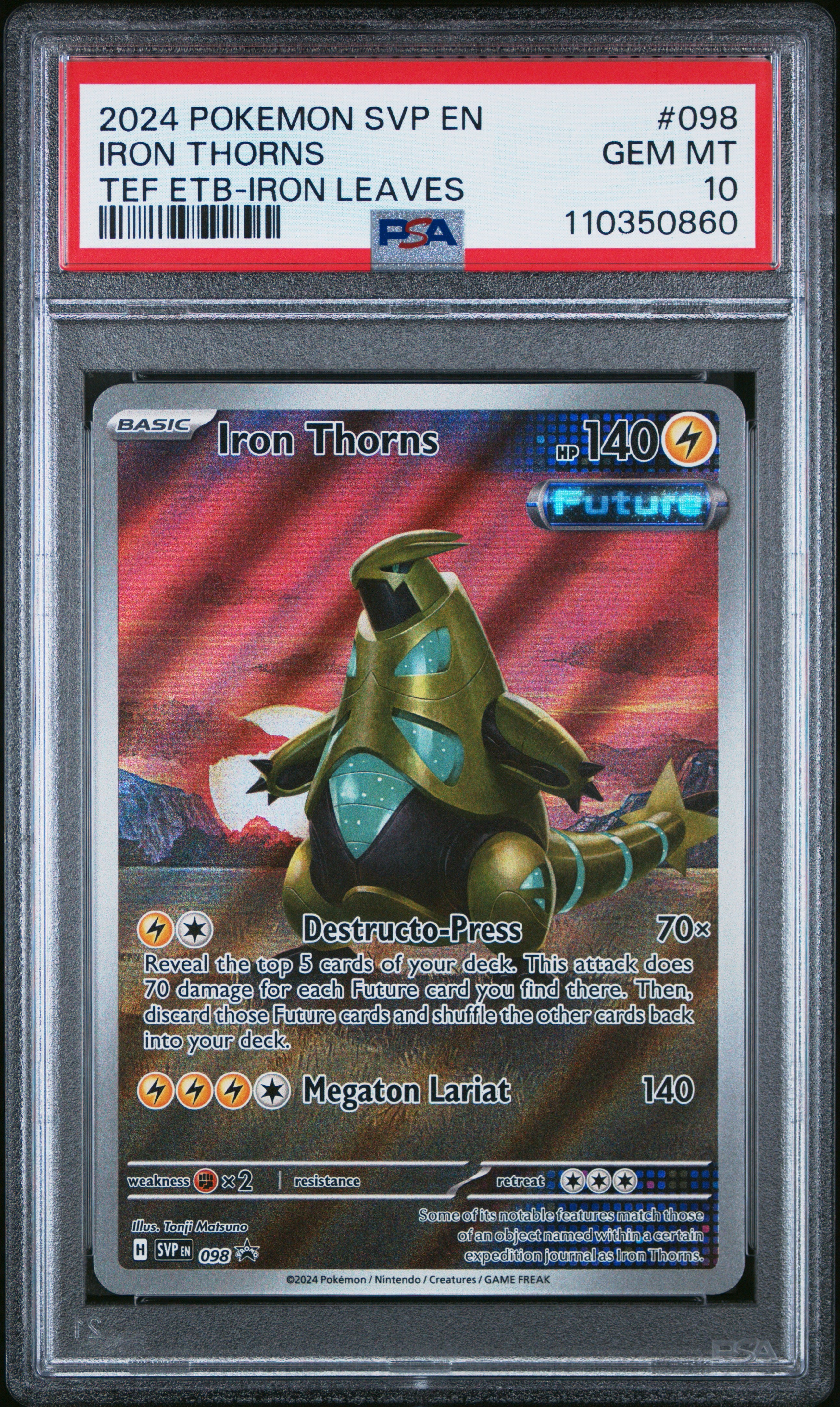 IRON THORNS TEF ETB-IRON LEAVES 2024 POKEMON SVP EN-SV BLACK STAR PROMO PSA GEM MT 10