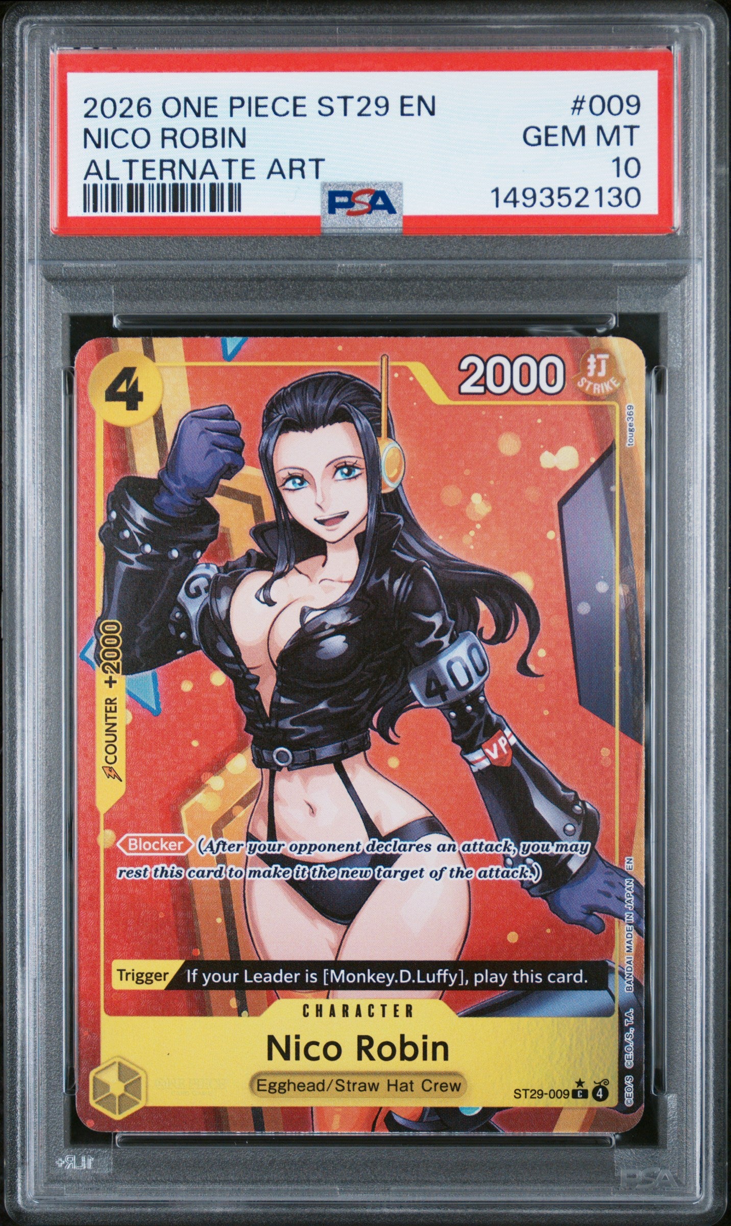 NICO ROBIN ALTERNATE ART 2026 ONE PIECE STARTER DECK ST29-EGGHEAD PSA GEM MT 10