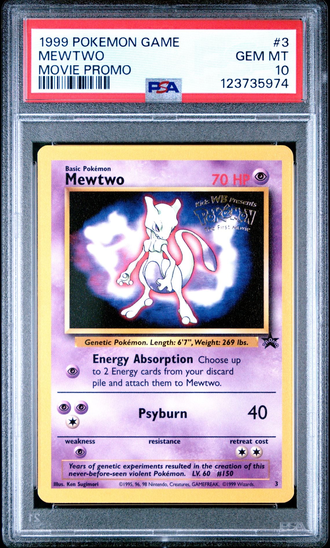 MEWTWO MOVIE PROMO 1999 POKEMON GAME MOVIE PSA GEM MT 10