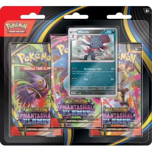 Pokemon TCG: Mega Evolution ME02 - Phantasmal Flames Three Booster Blister (Random) - PokeBox USA
