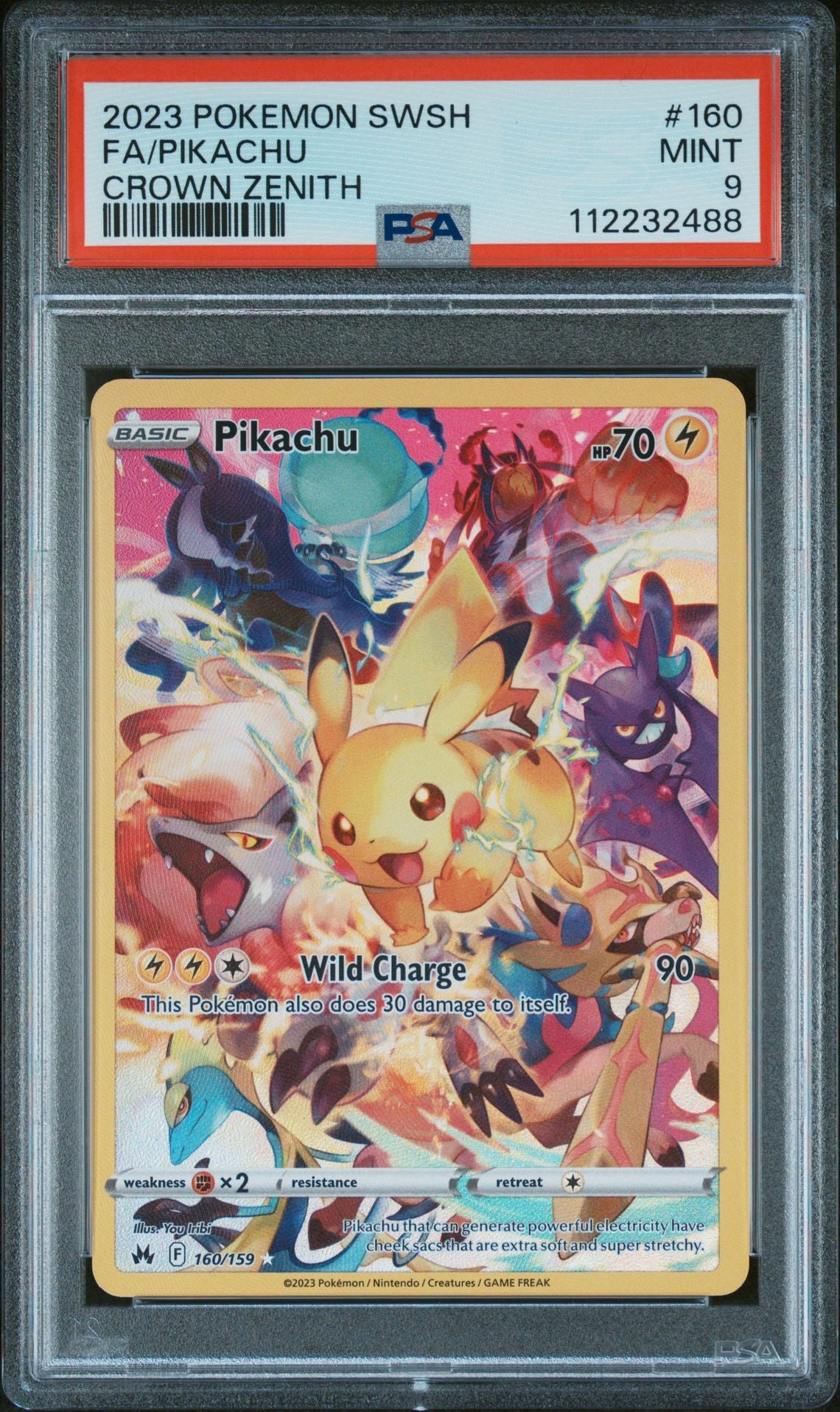 FA/PIKACHU CROWN ZENITH 2023 POKEMON SWORD AND SHIELD CROWN ZENITH PSA MINT 9