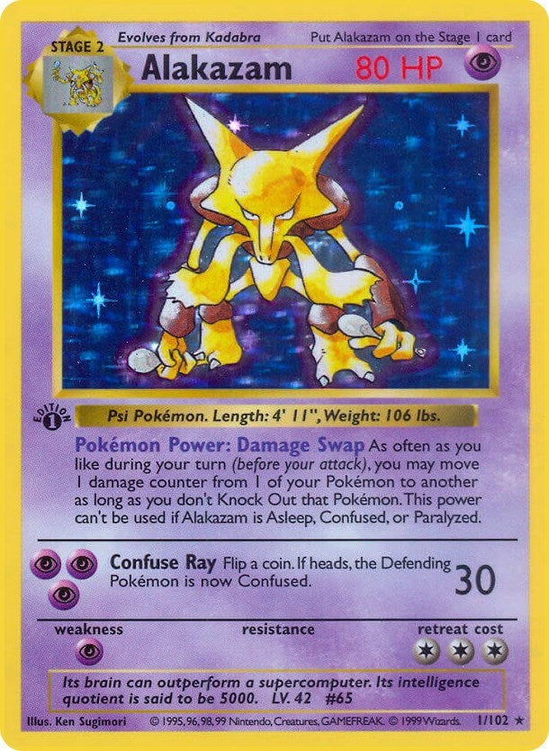 Image for Alakazam (001/102) (Base Set (Shadowless)) (BSS) - Pokemon