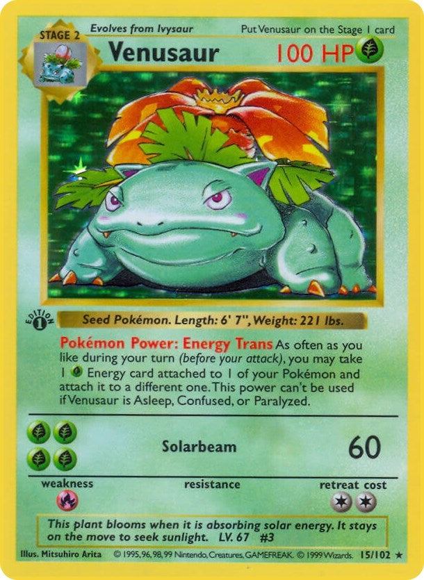 Image for Venusaur (015/102) (Base Set (Shadowless)) (BSS) - Pokemon