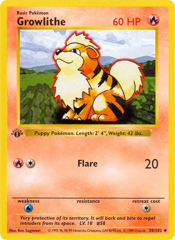 Image for Growlithe (028/102) (Base Set (Shadowless)) (BSS) - Pokemon
