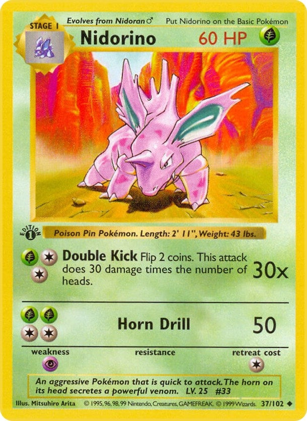 Image for Nidorino (037/102) (Base Set (Shadowless)) (BSS) - Pokemon