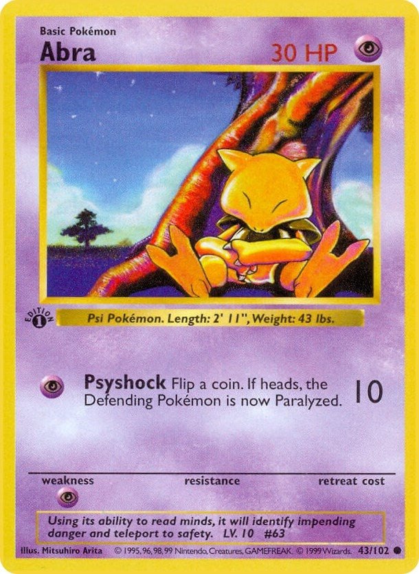 Image for Abra (043/102) (Base Set (Shadowless)) (BSS) - Pokemon