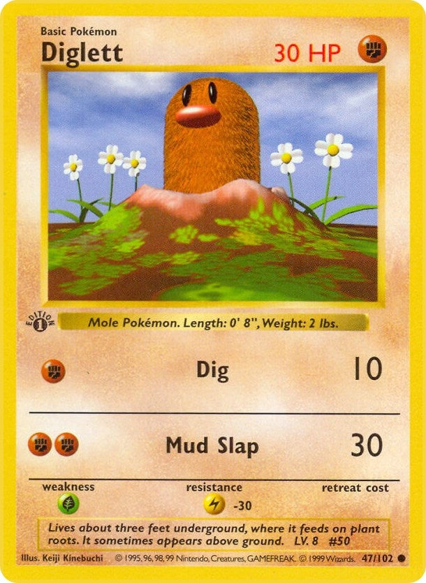 Image for Diglett (047/102) (Base Set (Shadowless)) (BSS) - Pokemon