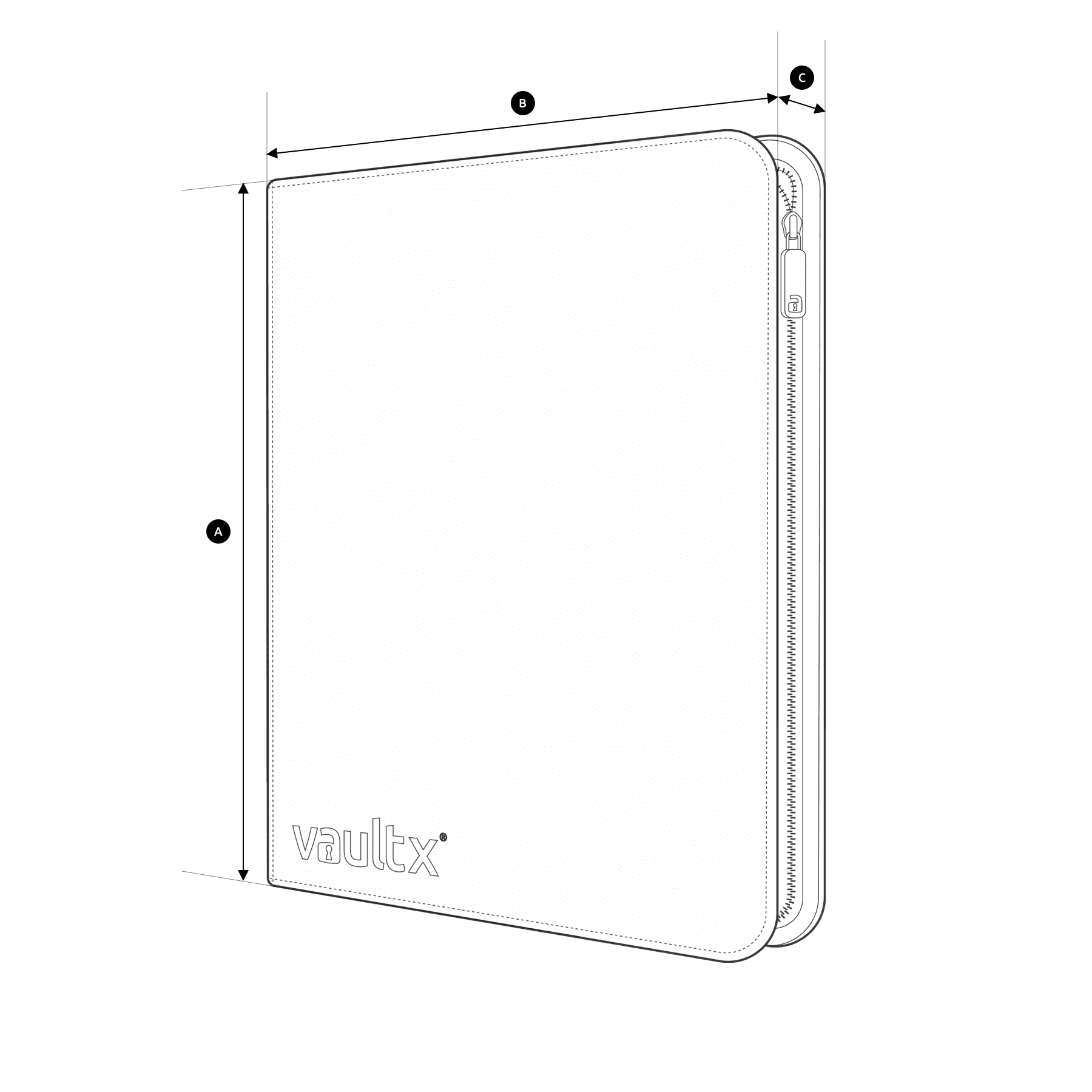 Vaultx - 12-Pocket Exo-Tec® Zip Binder - Signature Black