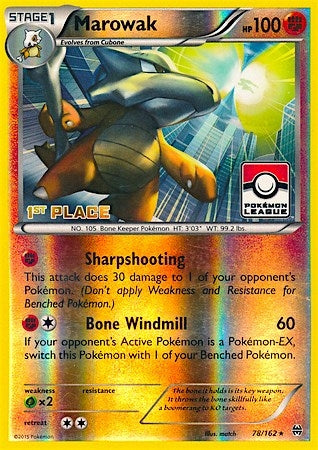 Image for Marowak - 78/162 (Pokemon League) [1st Place] (078/162) (League & Championship Cards) (PR) - Pokemon