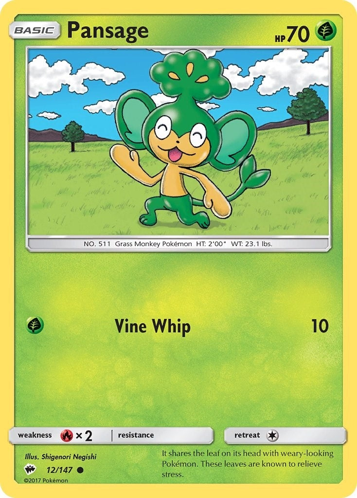 Image for Pansage (12/147) (SM - Burning Shadows) (SM03) - Pokemon