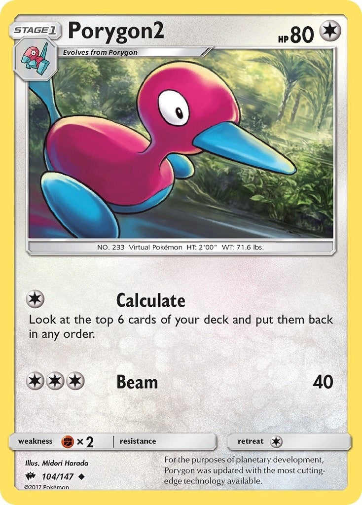 Image for Porygon2 (104/147) (SM - Burning Shadows) (SM03) - Pokemon