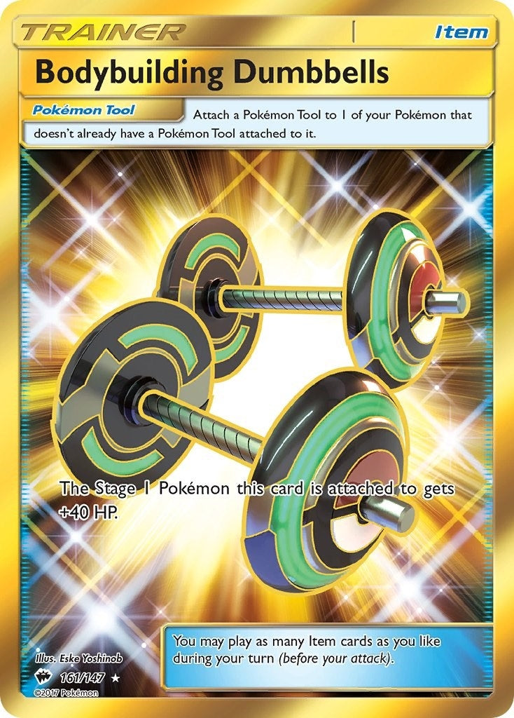 Image for Bodybuilding Dumbbells (Secret) (161/147) (SM - Burning Shadows) (SM03) - Pokemon
