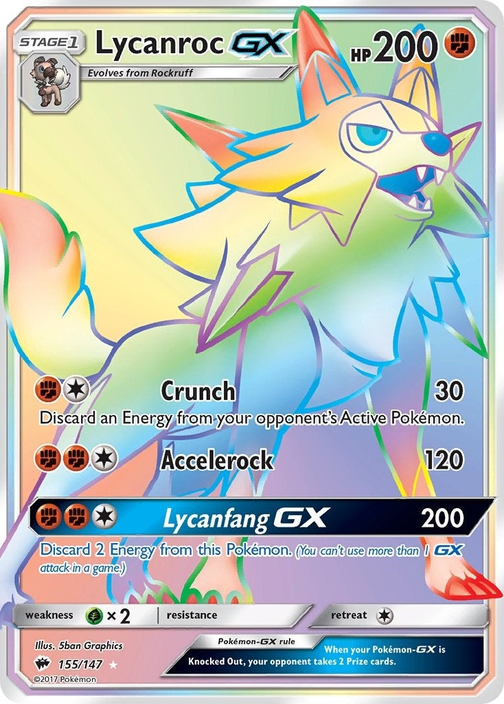 Image for Lycanroc GX (Secret) (155/147) (SM - Burning Shadows) (SM03) - Pokemon