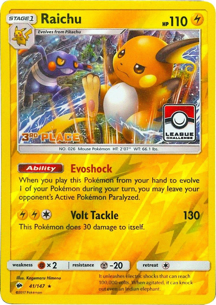 Image for Raichu - 41/147 (League Challenge) [3rd Place] (041/147) (League & Championship Cards) (PR) - Pokemon