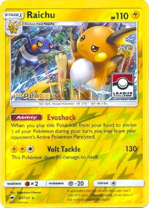 Image for Raichu - 41/147 (League Challenge) [1st Place] (041/147) (League & Championship Cards) (PR) - Pokemon