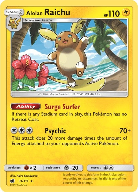 Image for Alolan Raichu (31/111) (SM - Crimson Invasion) (SM04) - Pokemon