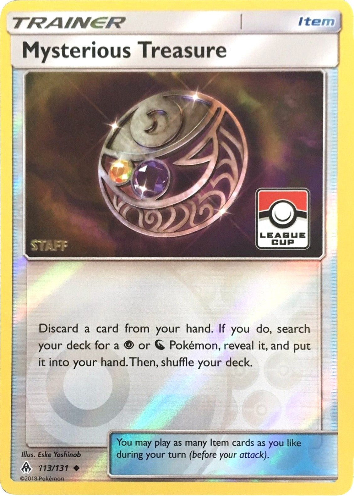 Image for Mysterious Treasure - 113/131 (League Cup) [Staff] (113/131) (League & Championship Cards) (PR) - Pokemon
