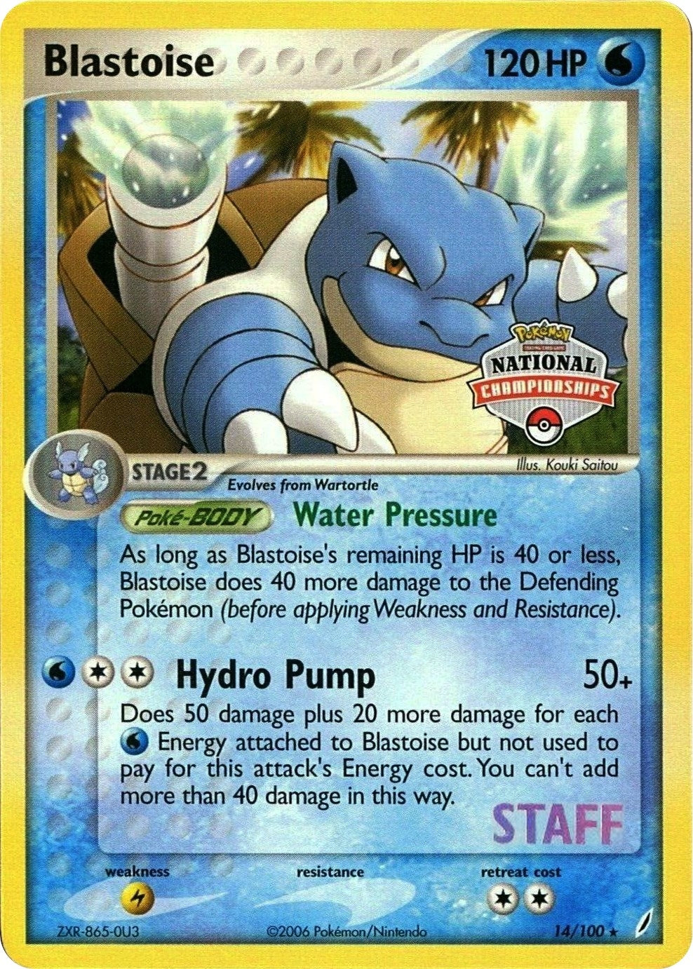 Image for Blastoise - 14/100 (National Championships) [Staff] (014/100) (League & Championship Cards) (PR) - Pokemon