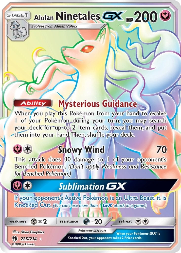 Image for Alolan Ninetales GX (Secret) (225/214) (SM - Lost Thunder) (SM8) - Pokemon