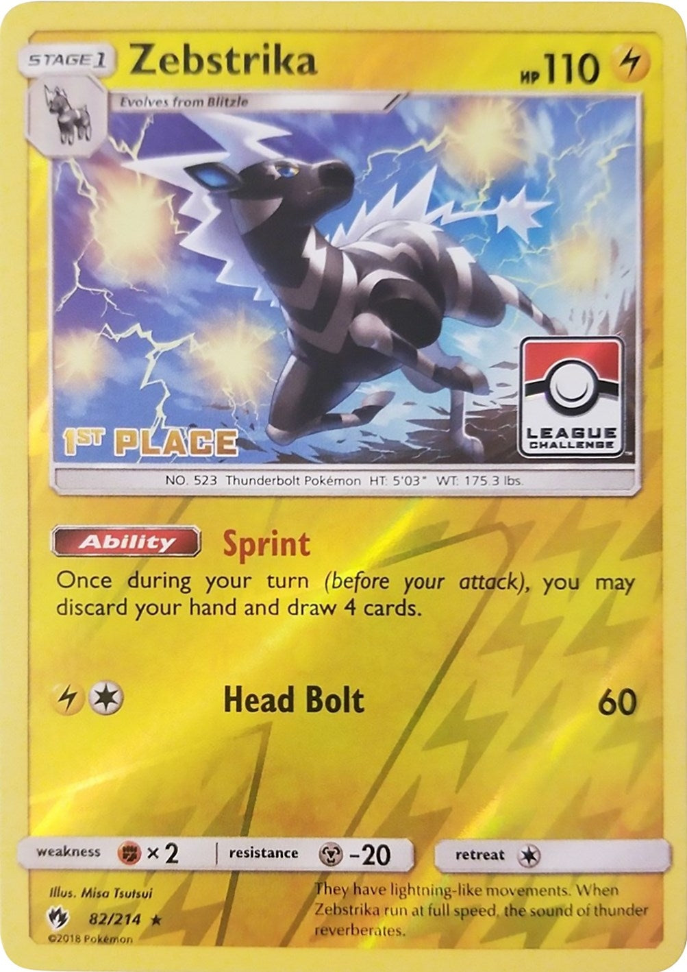 Image for Zebstrika - 82/214 (League Challenge) [1st Place] (082/214) (League & Championship Cards) (PR) - Pokemon