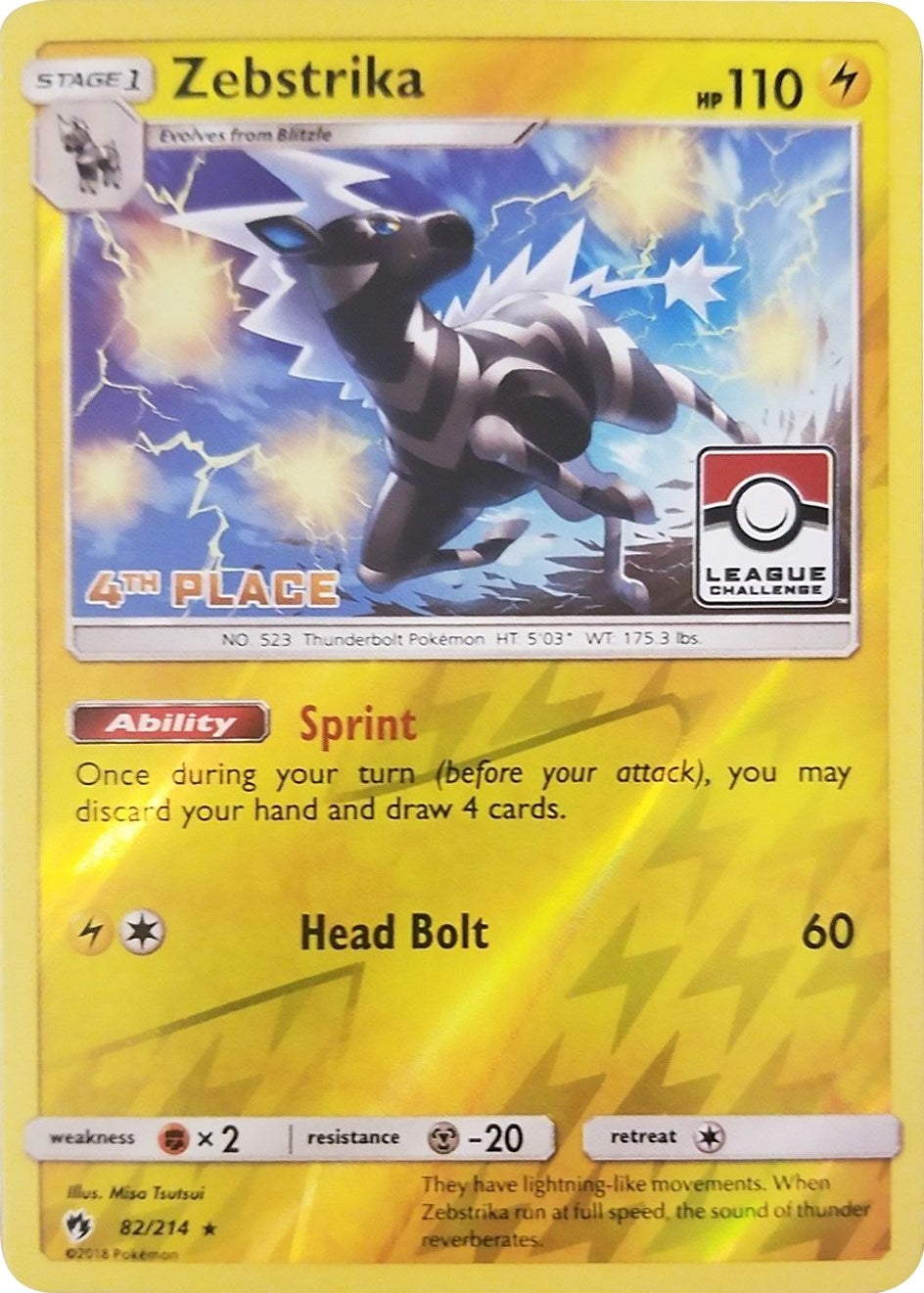 Image for Zebstrika - 82/214 (League Challenge) [4th Place] (082/214) (League & Championship Cards) (PR) - Pokemon