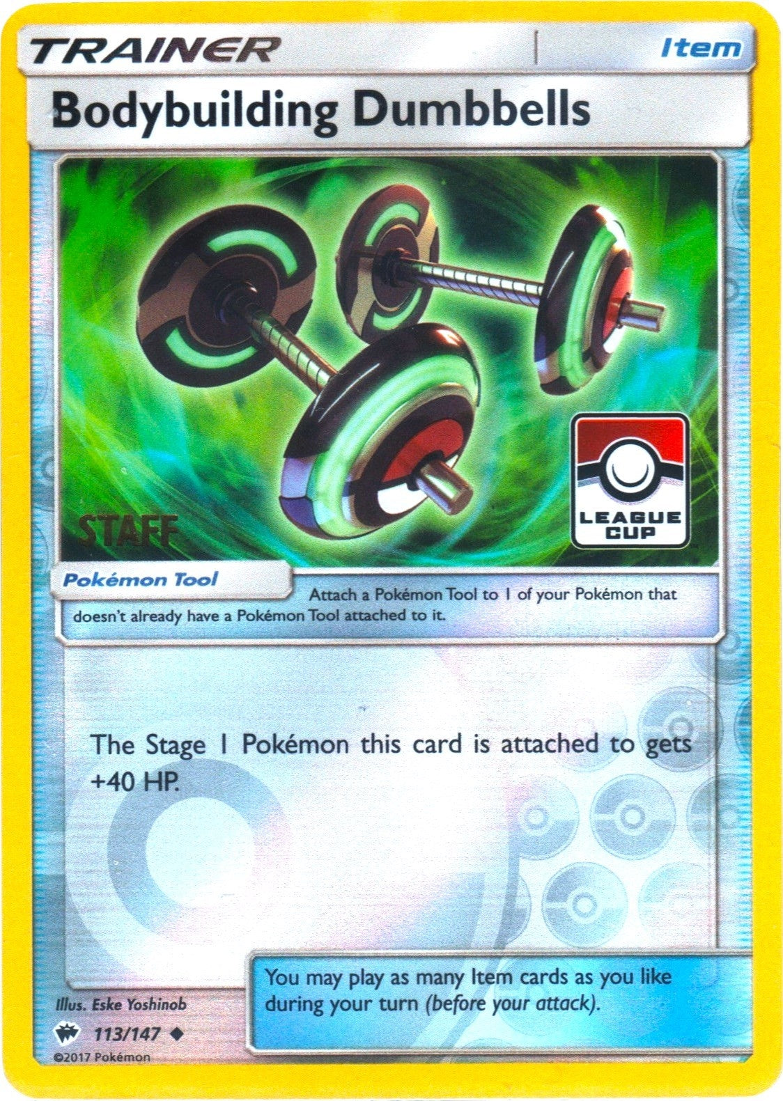 Image for Bodybuilding Dumbbells - 113/147 (League Cup) [Staff] (113/147) (League & Championship Cards) (PR) - Pokemon