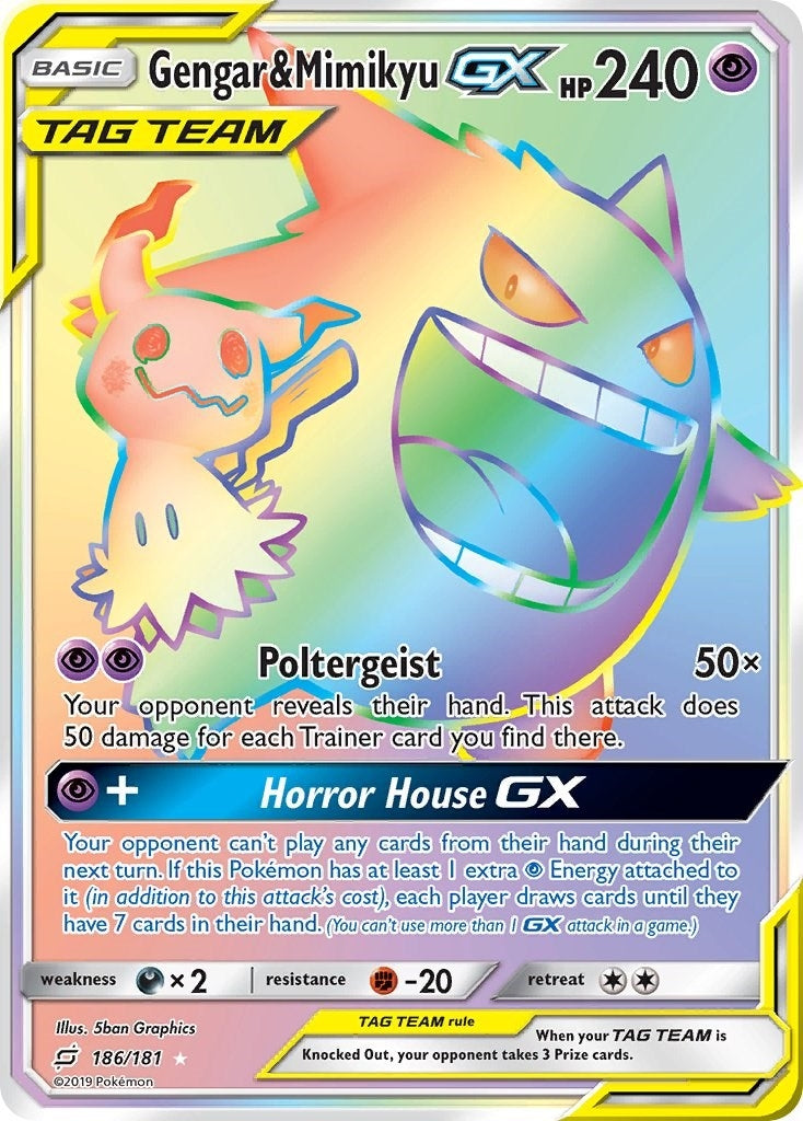Image for Gengar & Mimikyu GX (Secret) (186/181) (SM - Team Up) (SM9) - Pokemon