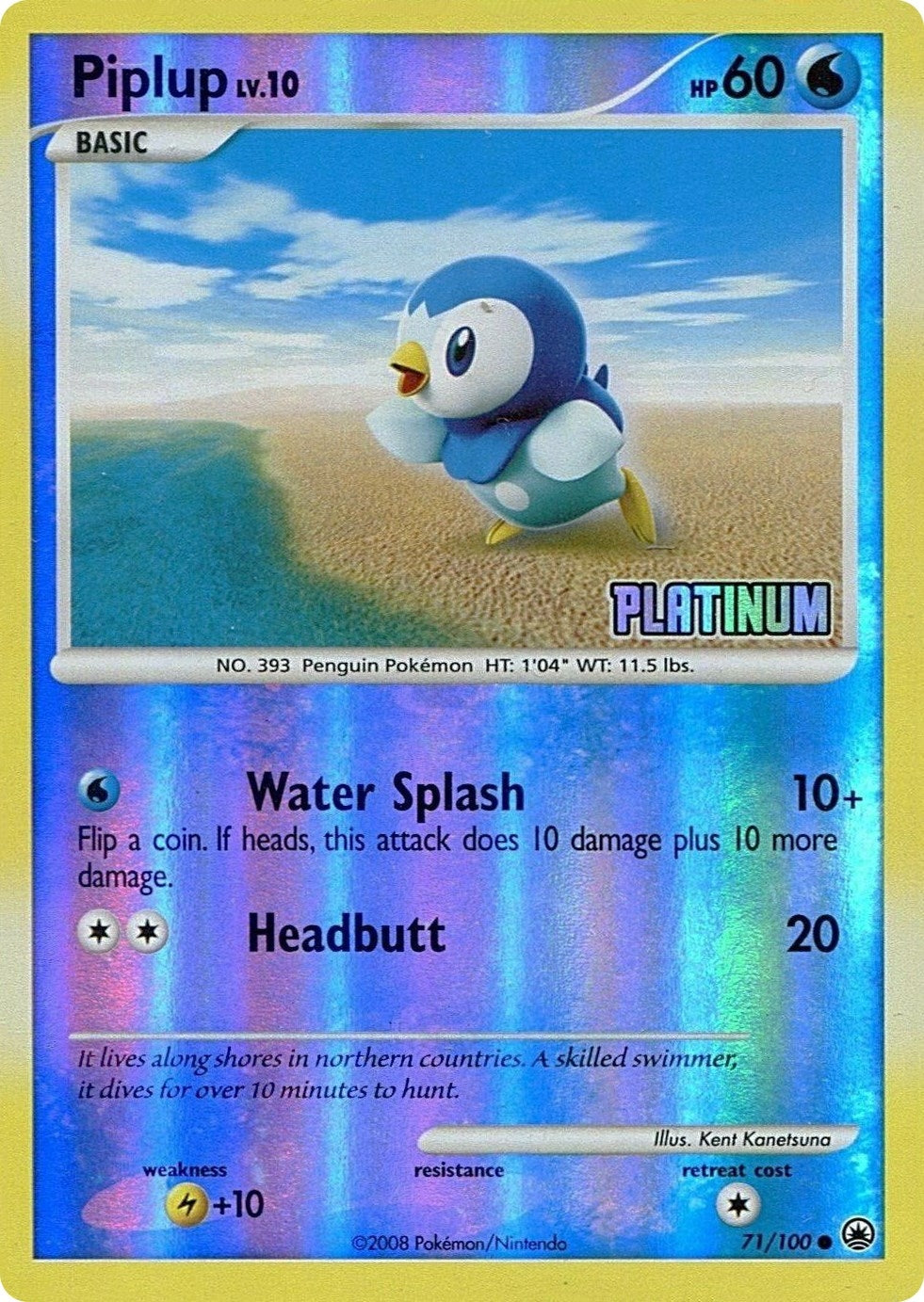 Image for Piplup - 71/100 [Platinum] (071/100) (Burger King Promos) (BKP) - Pokemon