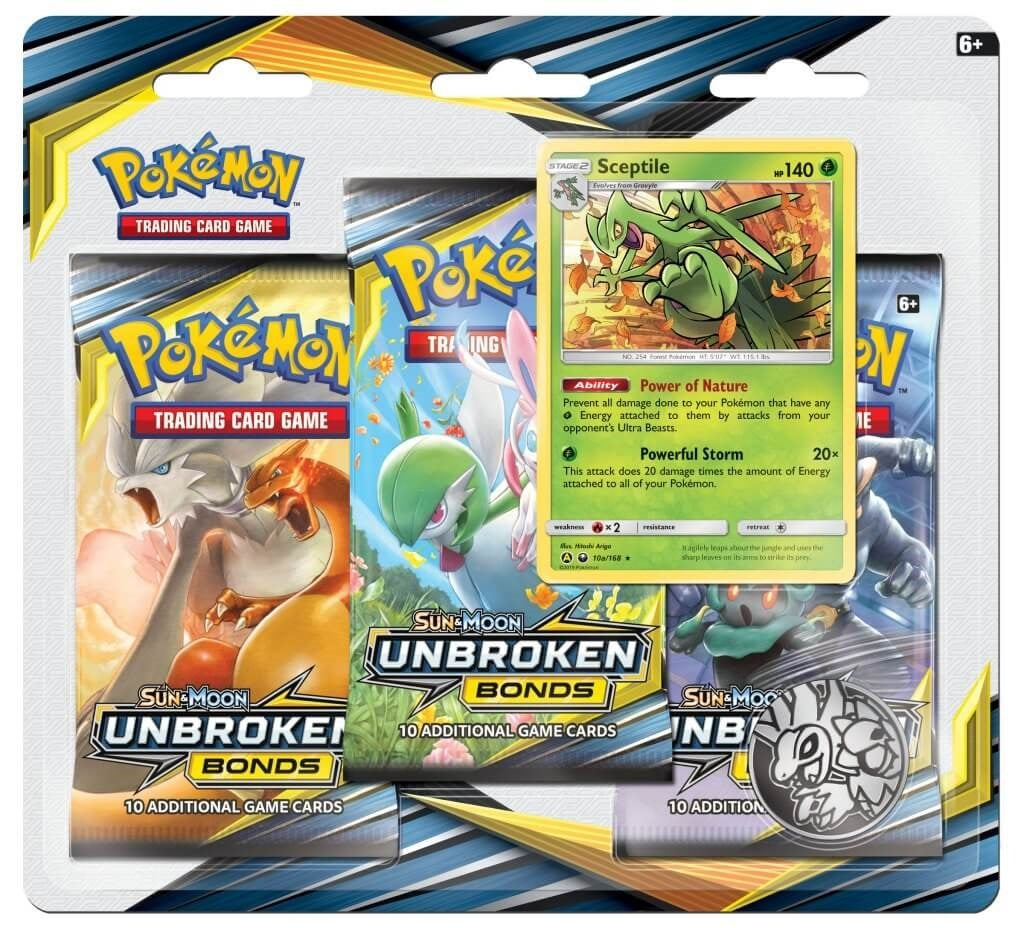 Image for Unbroken Bonds 3 Pack Blister [Sceptile] - Pokemon