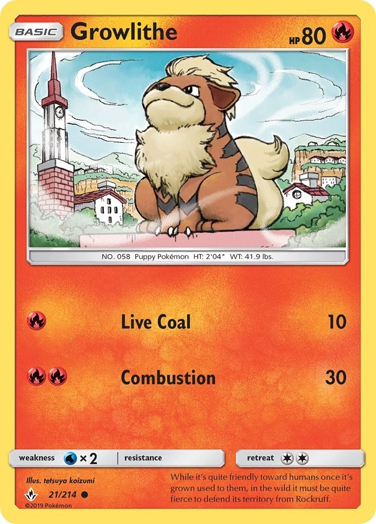 Image for Growlithe (21/214) (SM - Unbroken Bonds) (SM10) - Pokemon