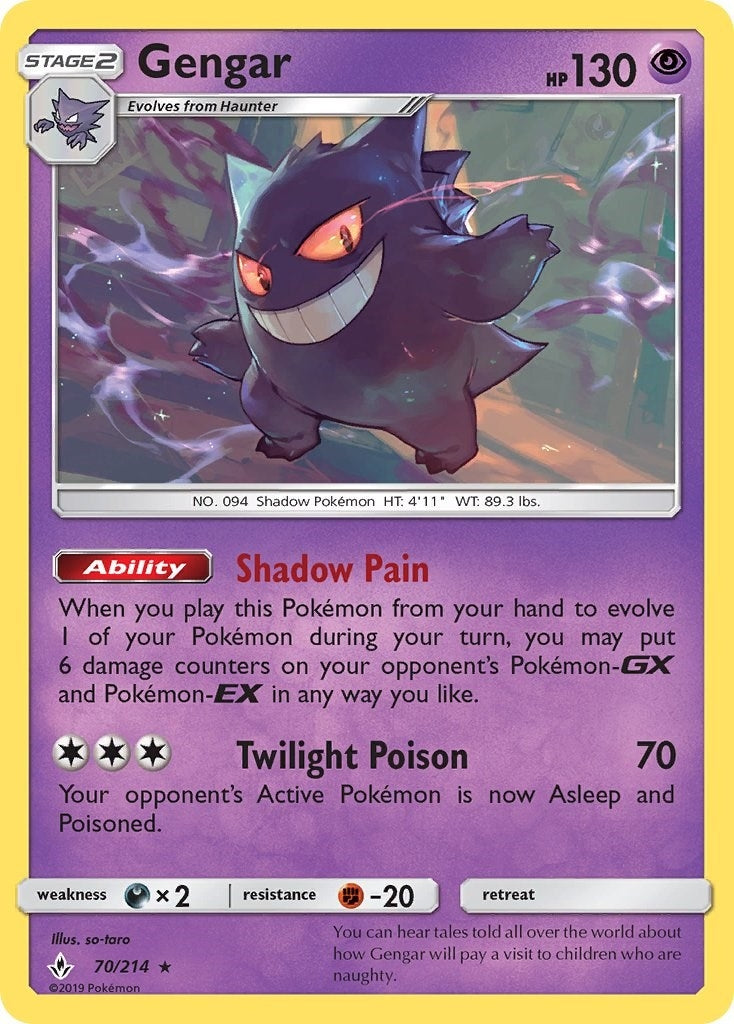 Image for Gengar (70/214) (SM - Unbroken Bonds) (SM10) - Pokemon