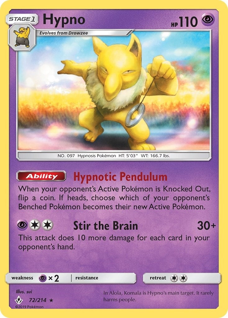 Image for Hypno (72/214) (SM - Unbroken Bonds) (SM10) - Pokemon