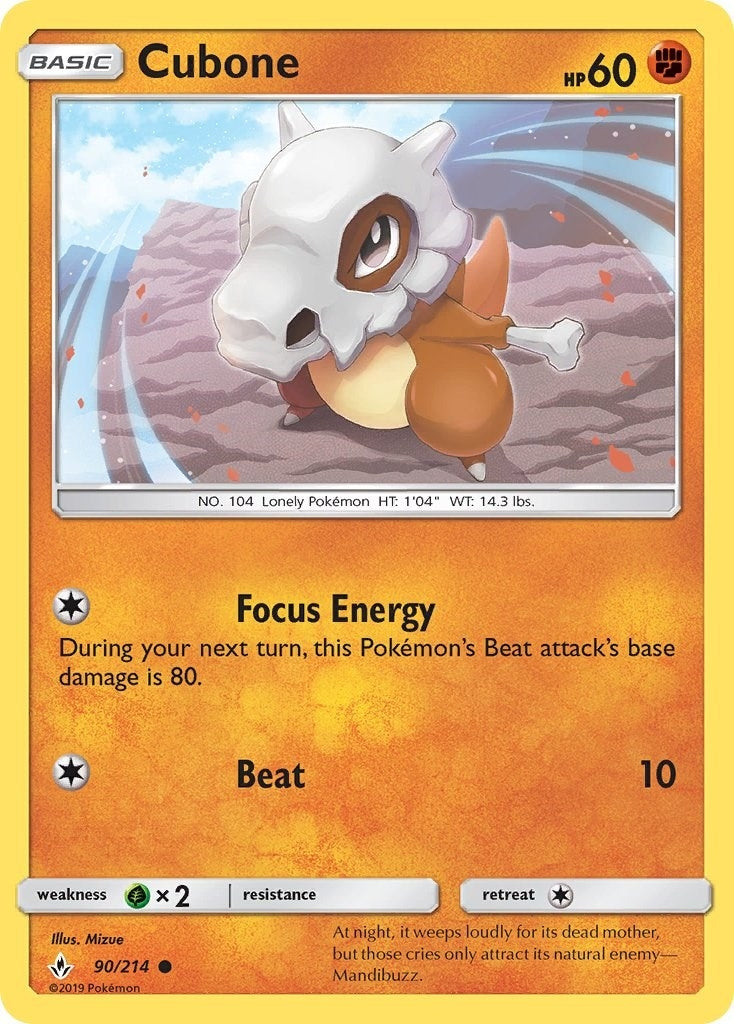 Image for Cubone (90/214) (SM - Unbroken Bonds) (SM10) - Pokemon