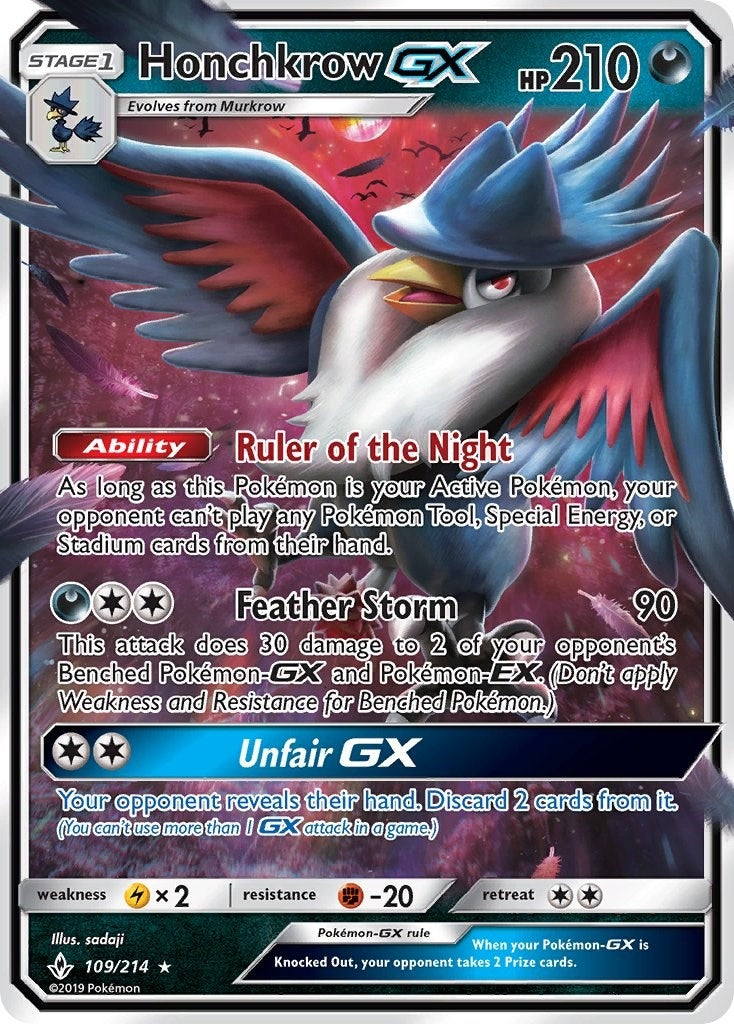 Image for Honchkrow GX (109/214) (SM - Unbroken Bonds) (SM10) - Pokemon
