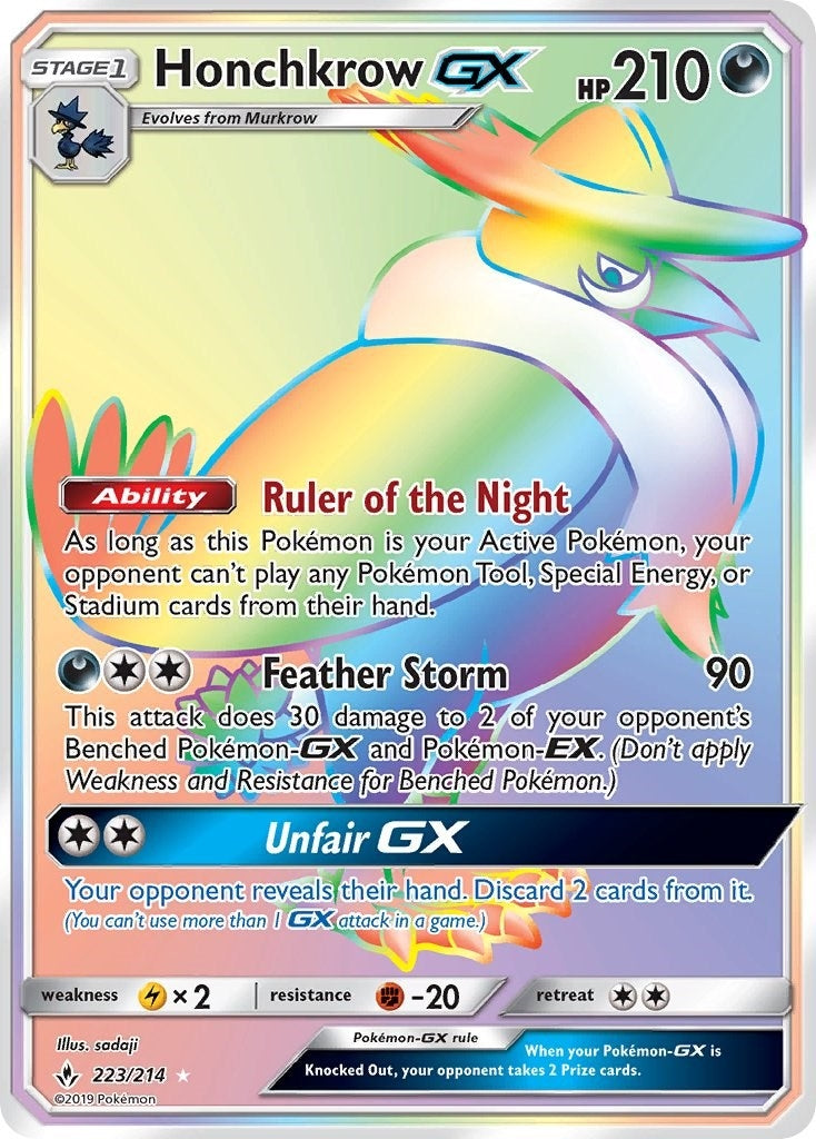 Image for Honchkrow GX (Secret) (223/214) (SM - Unbroken Bonds) (SM10) - Pokemon