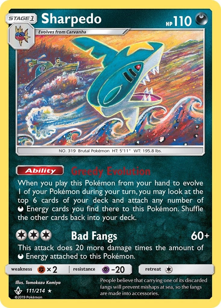 Image for Sharpedo (111/214) (SM - Unbroken Bonds) (SM10) - Pokemon